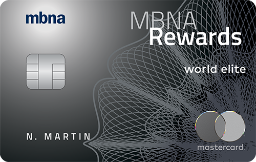 MBNA Rewards World Elite Mastercard官方示意圖