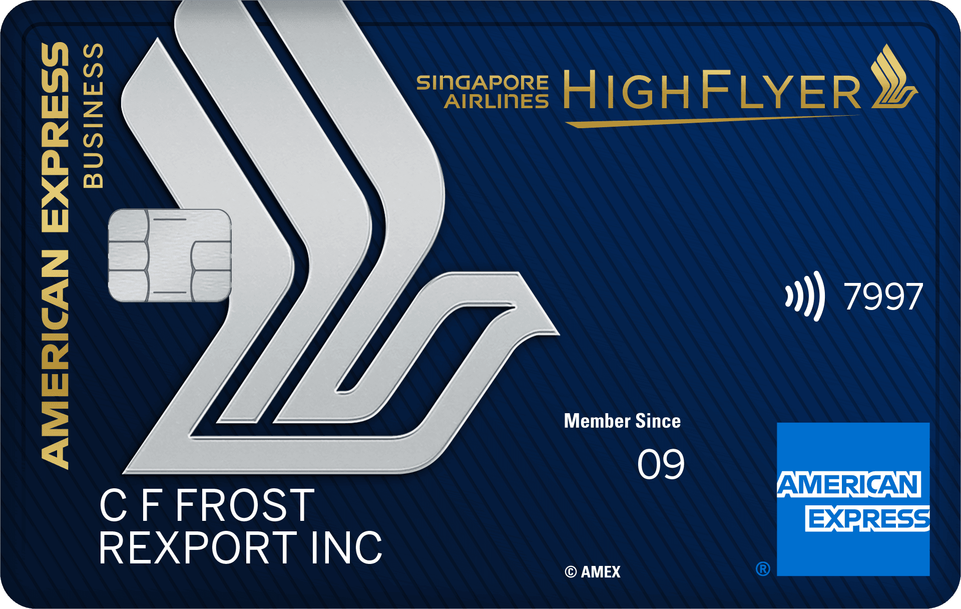 American Express Singapore Airlines Business Credit Card官方示意圖